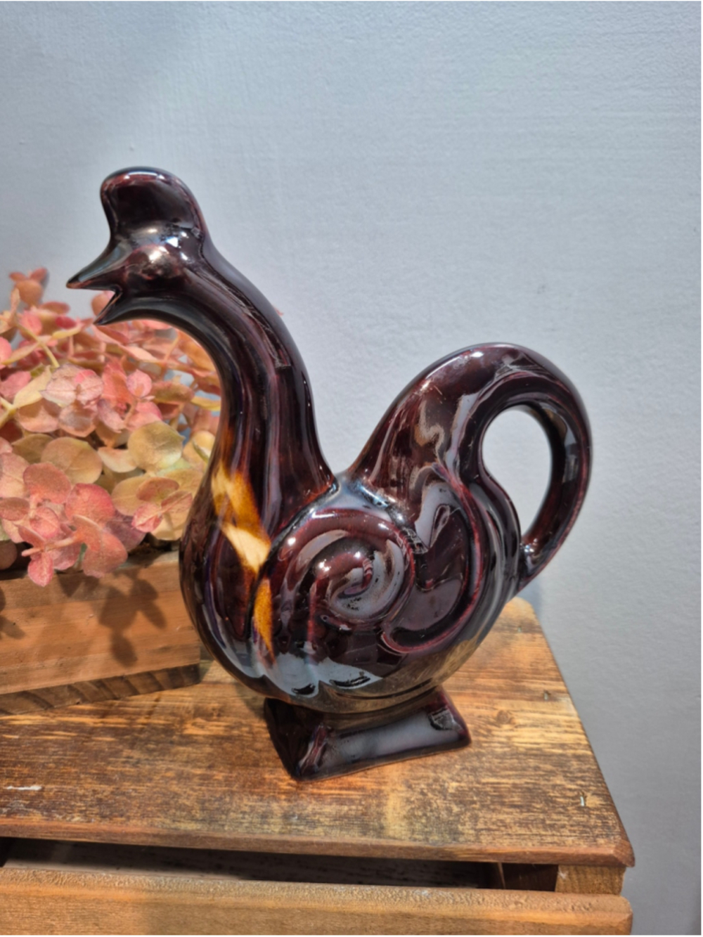 Vintage Mid Century Peru Folk Art Ceramic Rooster Salamanca Chicha Carafe